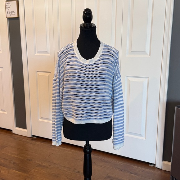 Blue and White Striped Knit Sweater - Picture 10 of 10